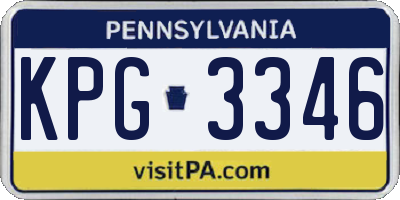 PA license plate KPG3346