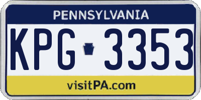 PA license plate KPG3353