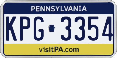 PA license plate KPG3354