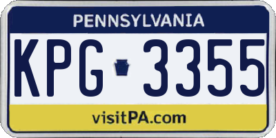 PA license plate KPG3355