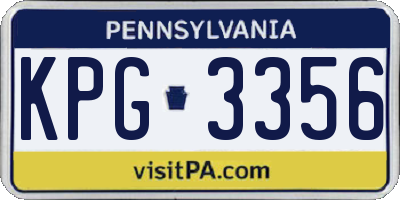 PA license plate KPG3356