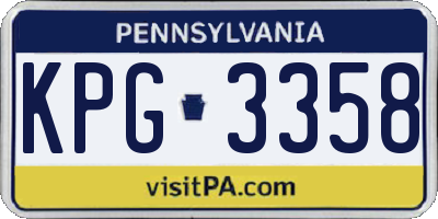 PA license plate KPG3358