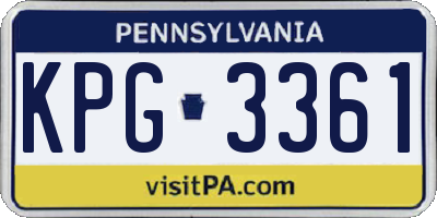 PA license plate KPG3361