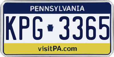 PA license plate KPG3365