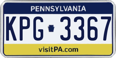 PA license plate KPG3367