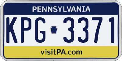 PA license plate KPG3371