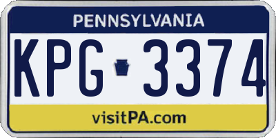 PA license plate KPG3374