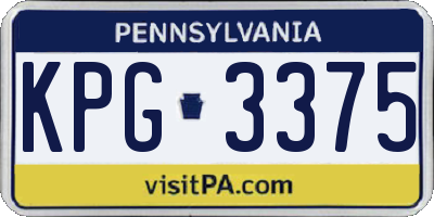 PA license plate KPG3375