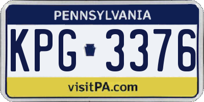 PA license plate KPG3376