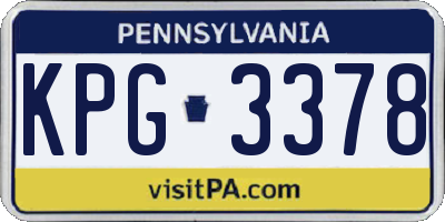 PA license plate KPG3378