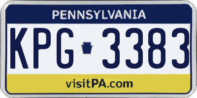 PA license plate KPG3383