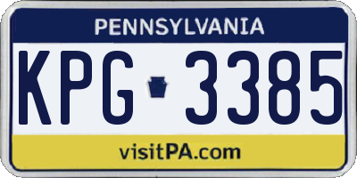 PA license plate KPG3385