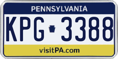 PA license plate KPG3388