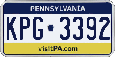 PA license plate KPG3392