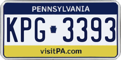 PA license plate KPG3393
