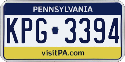 PA license plate KPG3394