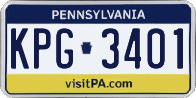 PA license plate KPG3401