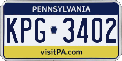 PA license plate KPG3402