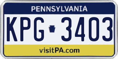 PA license plate KPG3403