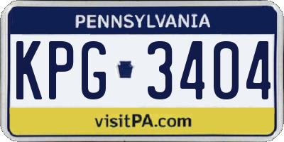 PA license plate KPG3404