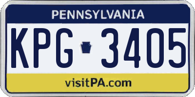 PA license plate KPG3405