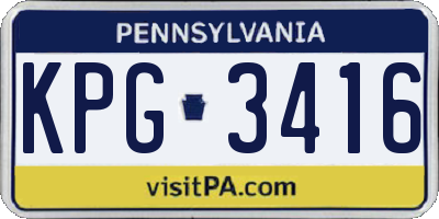 PA license plate KPG3416