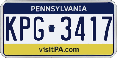 PA license plate KPG3417