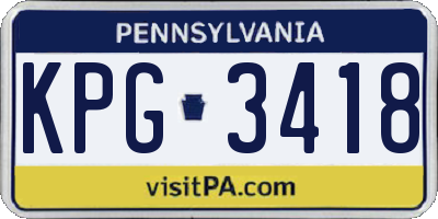 PA license plate KPG3418