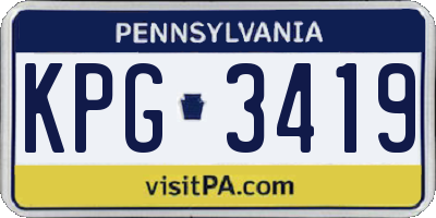 PA license plate KPG3419