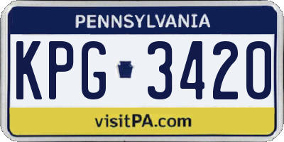 PA license plate KPG3420