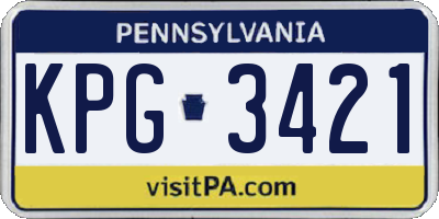 PA license plate KPG3421