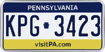 PA license plate KPG3423