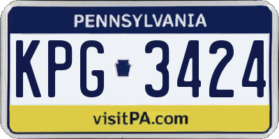 PA license plate KPG3424