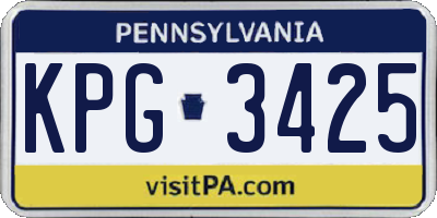 PA license plate KPG3425