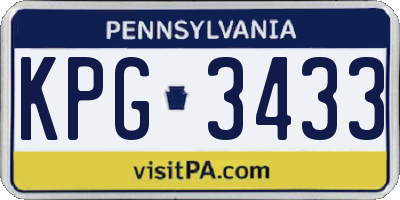 PA license plate KPG3433