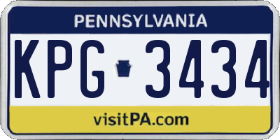 PA license plate KPG3434