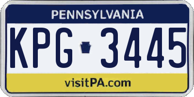 PA license plate KPG3445
