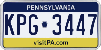 PA license plate KPG3447
