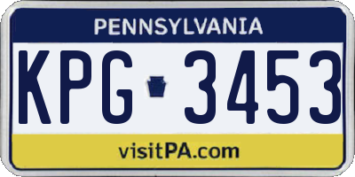 PA license plate KPG3453