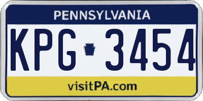 PA license plate KPG3454