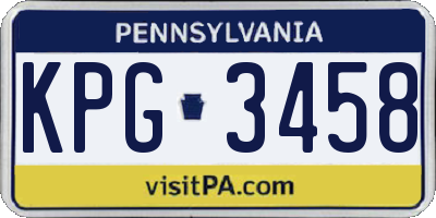 PA license plate KPG3458