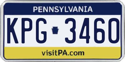 PA license plate KPG3460