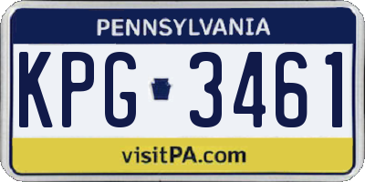 PA license plate KPG3461