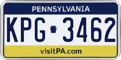 PA license plate KPG3462