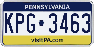 PA license plate KPG3463
