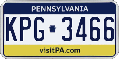 PA license plate KPG3466