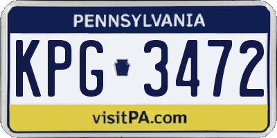 PA license plate KPG3472