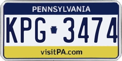 PA license plate KPG3474