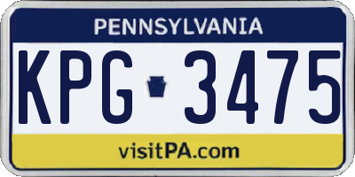 PA license plate KPG3475