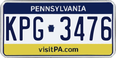 PA license plate KPG3476